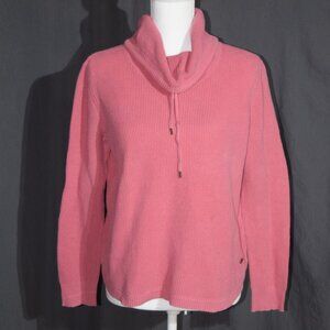 Lauren Ralph Lauren Coral Pink Waffle Knit Cowl Neck Sweater - Women's Size L